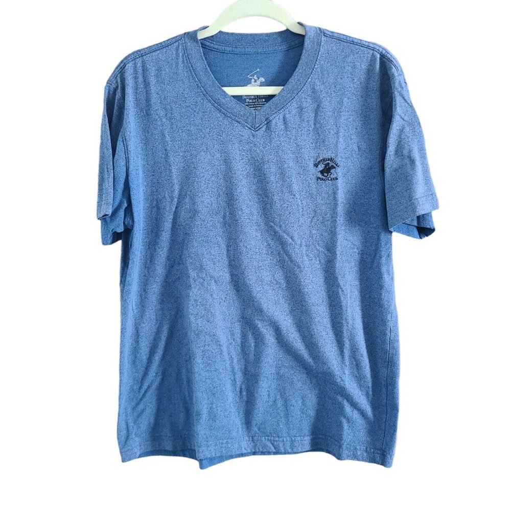 Beverly Hills Polo Club Men's Short Sleeve Blue V-Neck T-Shirt Size M